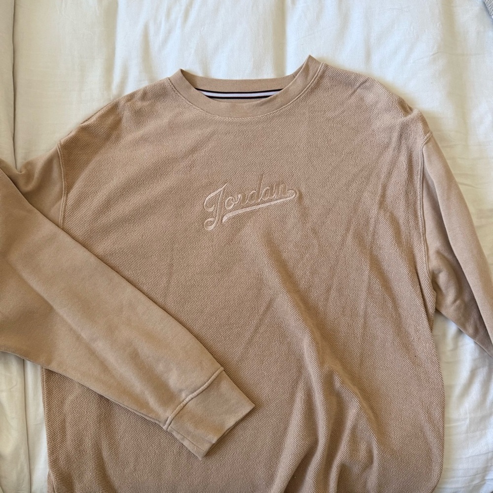 Jordan Taupe Embroidered Crewneck Sweatshirt